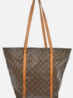 Louis Vuitton Brown Very Large Monogram Canvas Tote Shoppers Bag Leather Straps